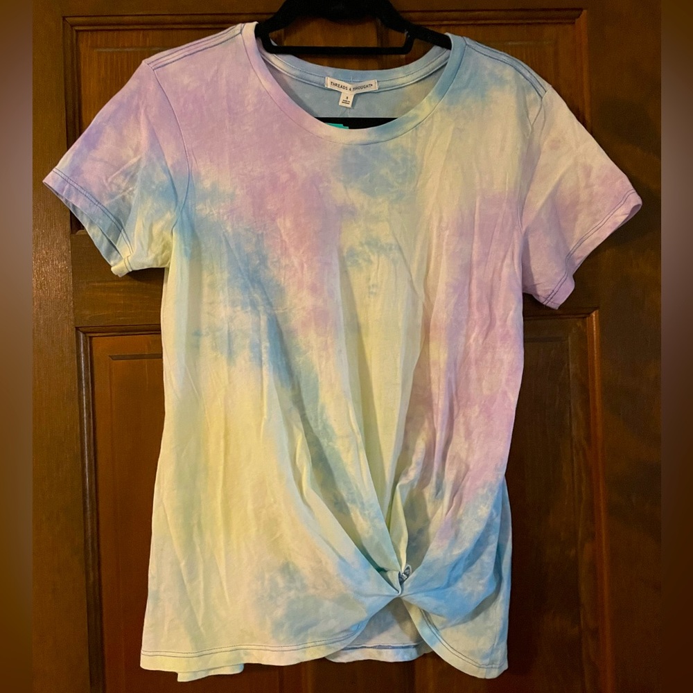 Threads 4 Thought Tie Dye Front Clinch Knit Tee Blue Pink Yellow
